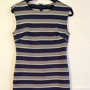 Banana Republic Sleeveless Midi A-line Women's Blue-gray Striped Dress Size 6